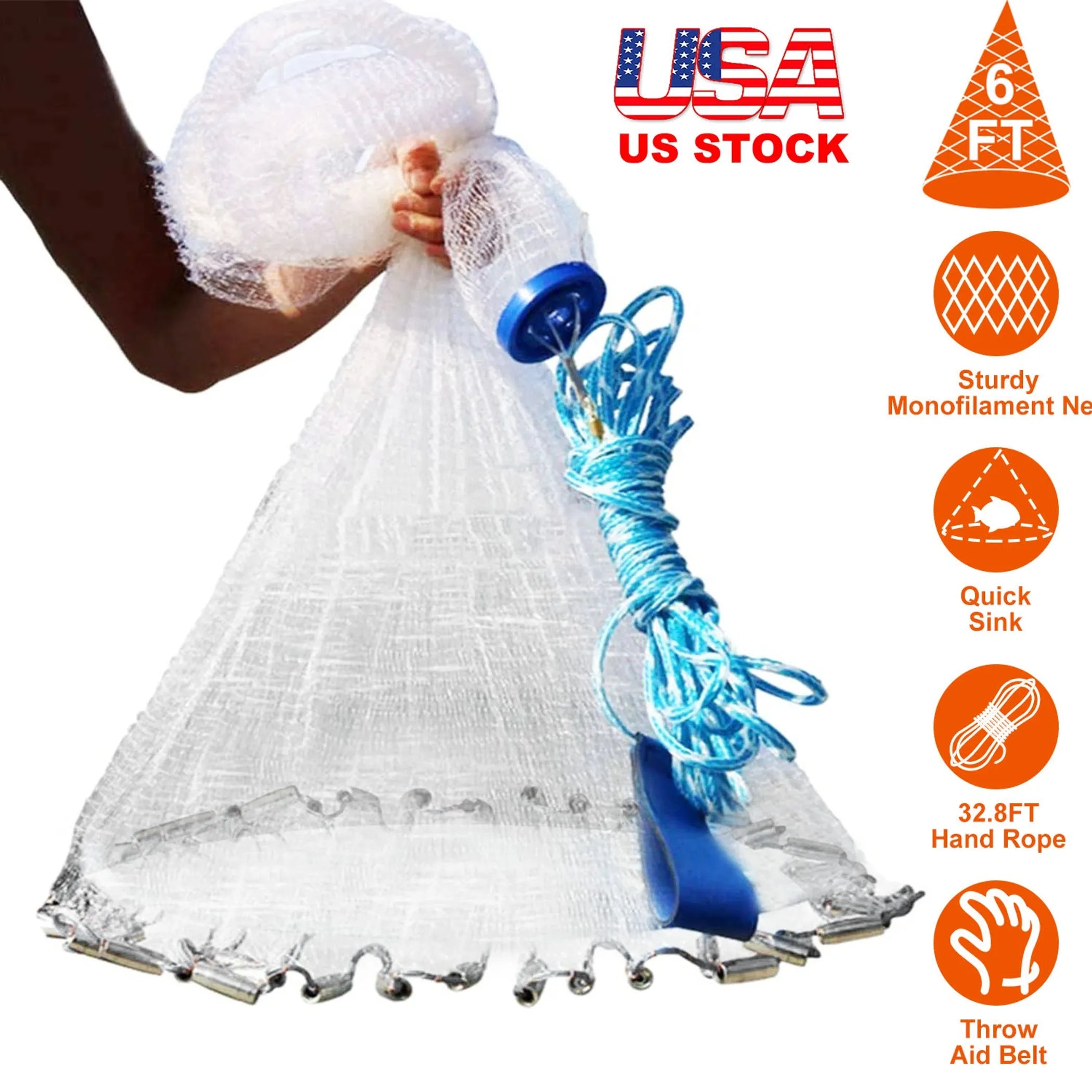 Experience the Thrill of Fishing with Our 6ft Radius Fishing Cast Net